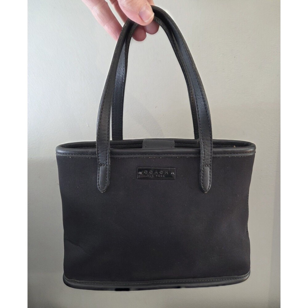 Vintage COACH Mini Tote Bag Neoprene With Leather Handles & Trim Black 1990s EUC - Picture 10 of 10